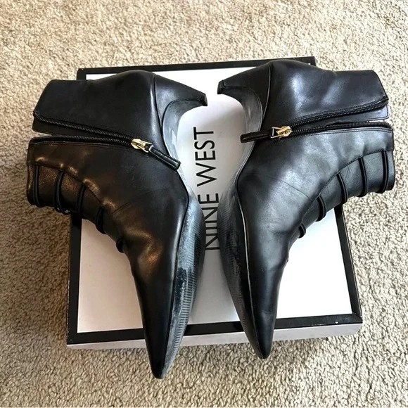 Nine West Black Button Kitten Heel Booties - Picture 2 of 4